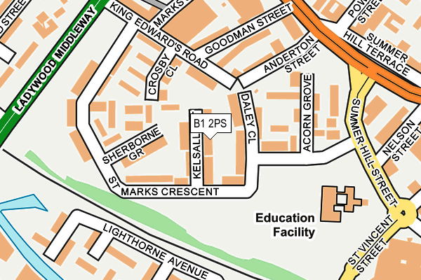 B1 2PS map - OS OpenMap – Local (Ordnance Survey)