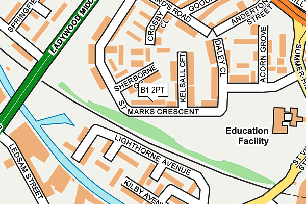 B1 2PT map - OS OpenMap – Local (Ordnance Survey)