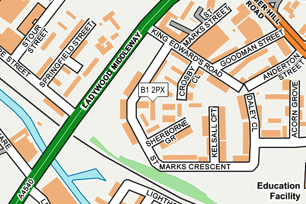 B1 2PX map - OS OpenMap – Local (Ordnance Survey)