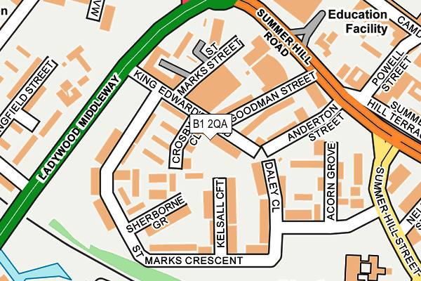 B1 2QA map - OS OpenMap – Local (Ordnance Survey)