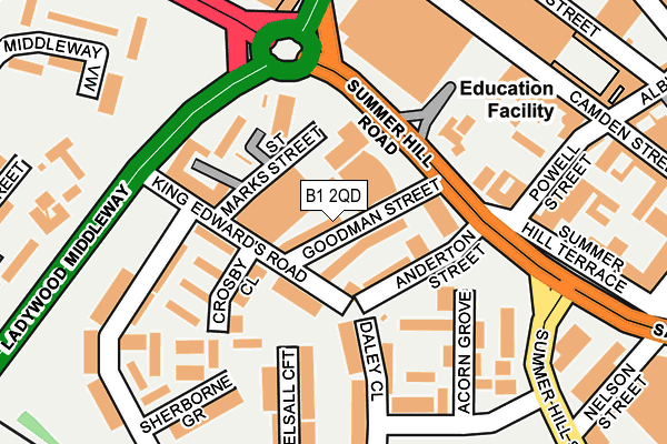 B1 2QD map - OS OpenMap – Local (Ordnance Survey)