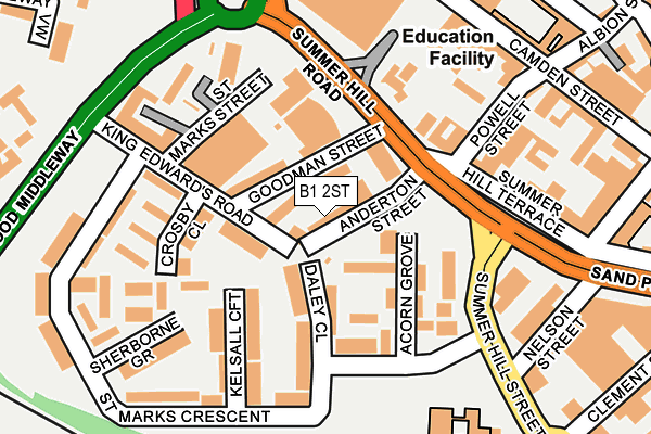 B1 2ST map - OS OpenMap – Local (Ordnance Survey)