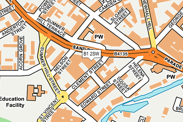 B1 2SW map - OS OpenMap – Local (Ordnance Survey)
