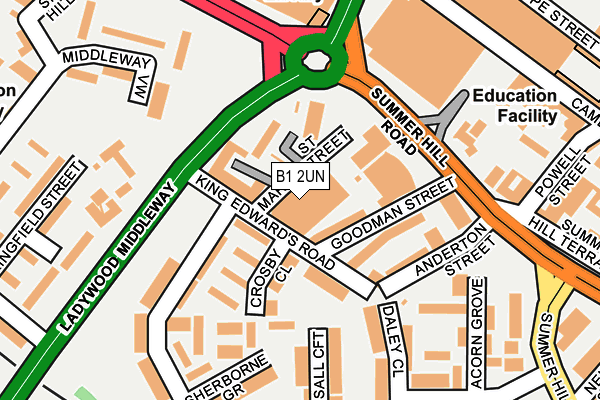 B1 2UN map - OS OpenMap – Local (Ordnance Survey)