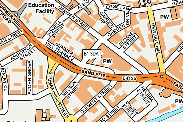 B1 3DA map - OS OpenMap – Local (Ordnance Survey)