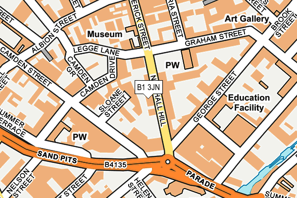 B1 3JN map - OS OpenMap – Local (Ordnance Survey)