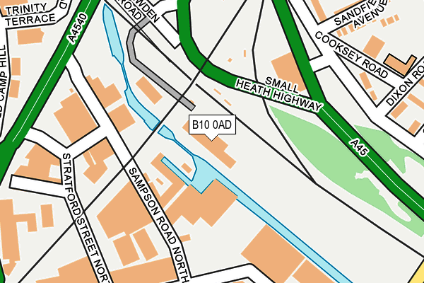 B10 0AD map - OS OpenMap – Local (Ordnance Survey)