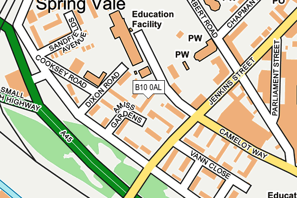 B10 0AL map - OS OpenMap – Local (Ordnance Survey)