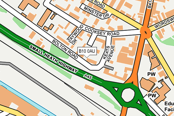 B10 0AU map - OS OpenMap – Local (Ordnance Survey)