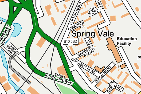 B10 0BD map - OS OpenMap – Local (Ordnance Survey)