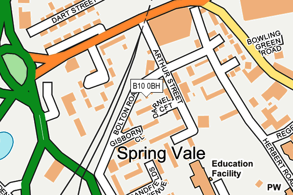 B10 0BH map - OS OpenMap – Local (Ordnance Survey)