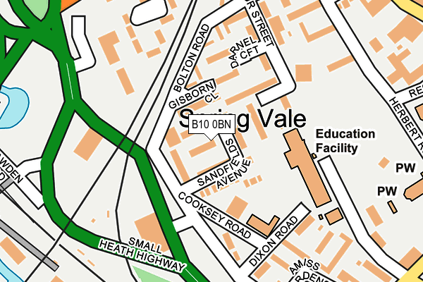 B10 0BN map - OS OpenMap – Local (Ordnance Survey)