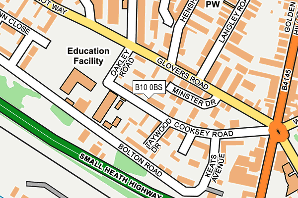 B10 0BS map - OS OpenMap – Local (Ordnance Survey)