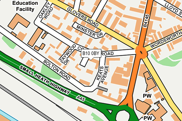 B10 0BY map - OS OpenMap – Local (Ordnance Survey)