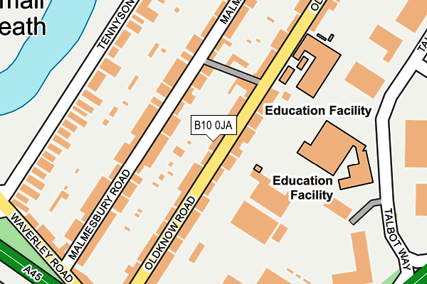 B10 0JA map - OS OpenMap – Local (Ordnance Survey)