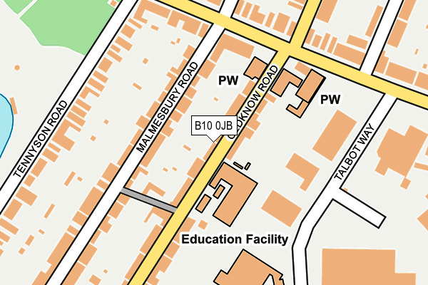 B10 0JB map - OS OpenMap – Local (Ordnance Survey)