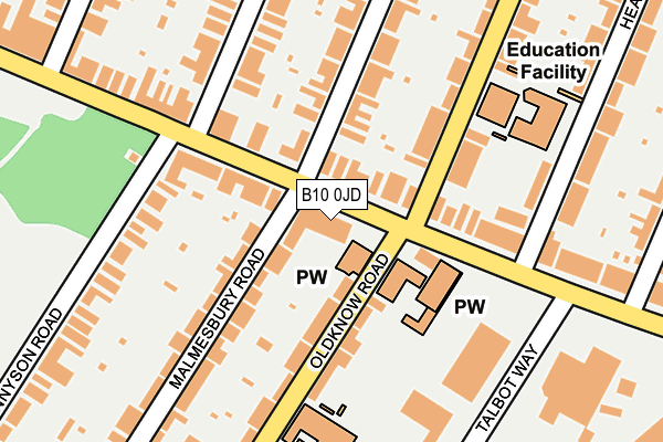 B10 0JD map - OS OpenMap – Local (Ordnance Survey)