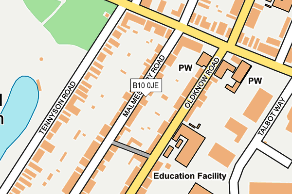 B10 0JE map - OS OpenMap – Local (Ordnance Survey)