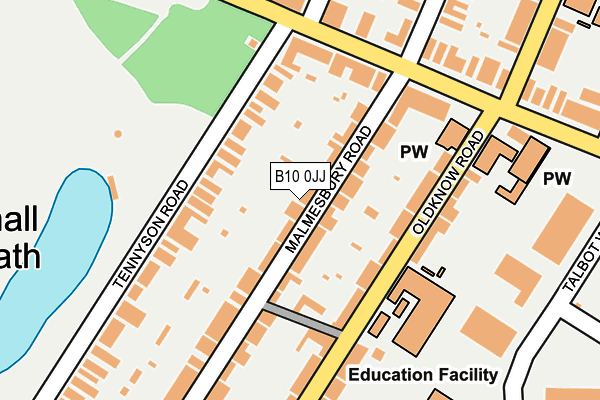 B10 0JJ map - OS OpenMap – Local (Ordnance Survey)