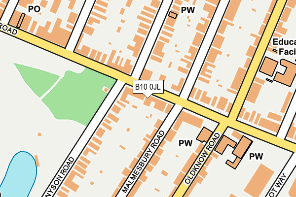 B10 0JL map - OS OpenMap – Local (Ordnance Survey)