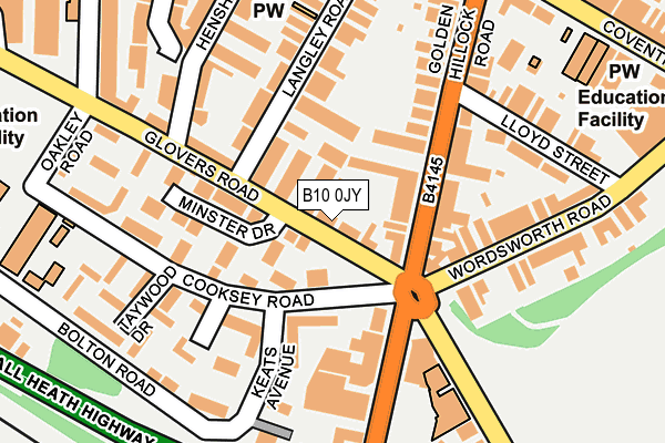 B10 0JY map - OS OpenMap – Local (Ordnance Survey)