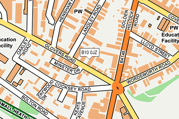 B10 0JZ map - OS OpenMap – Local (Ordnance Survey)