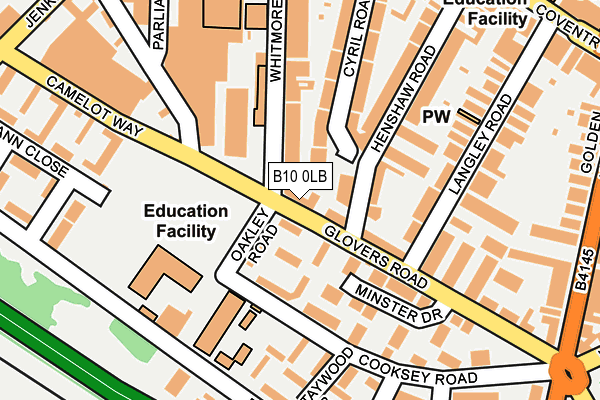 B10 0LB map - OS OpenMap – Local (Ordnance Survey)