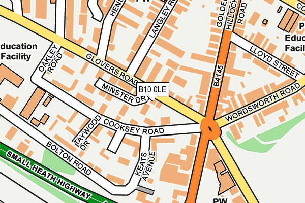 B10 0LE map - OS OpenMap – Local (Ordnance Survey)