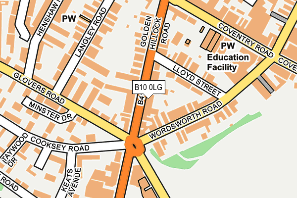 B10 0LG map - OS OpenMap – Local (Ordnance Survey)