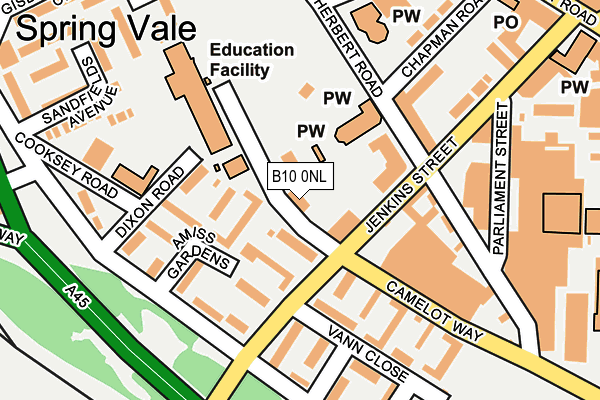 B10 0NL map - OS OpenMap – Local (Ordnance Survey)