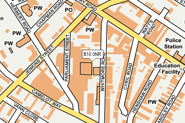 B10 0NR map - OS OpenMap – Local (Ordnance Survey)