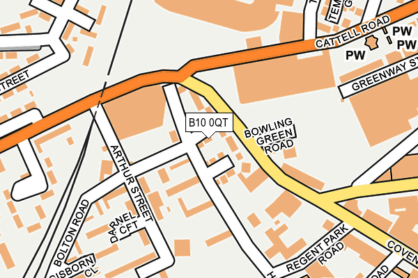 B10 0QT map - OS OpenMap – Local (Ordnance Survey)