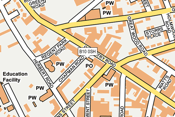B10 0SH map - OS OpenMap – Local (Ordnance Survey)