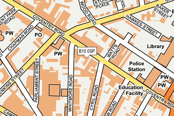 B10 0SP map - OS OpenMap – Local (Ordnance Survey)