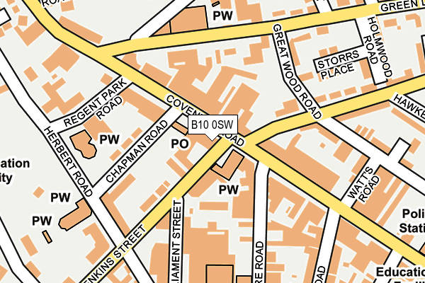 B10 0SW map - OS OpenMap – Local (Ordnance Survey)