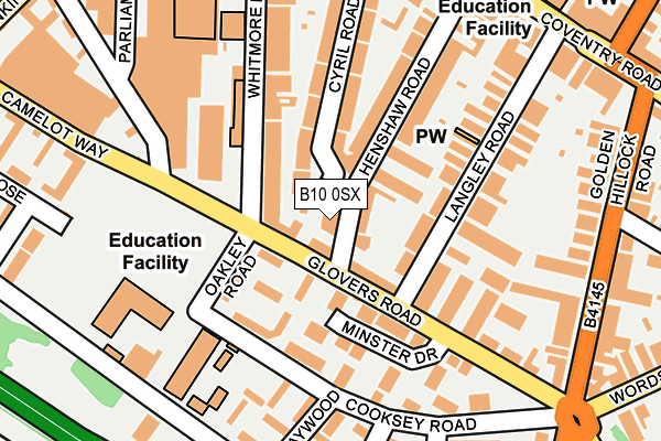 B10 0SX map - OS OpenMap – Local (Ordnance Survey)