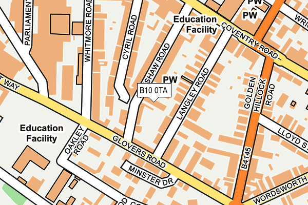 B10 0TA map - OS OpenMap – Local (Ordnance Survey)