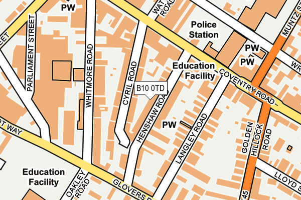 B10 0TD map - OS OpenMap – Local (Ordnance Survey)