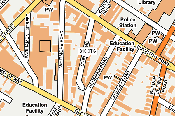 B10 0TG map - OS OpenMap – Local (Ordnance Survey)