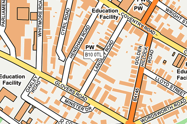 B10 0TL map - OS OpenMap – Local (Ordnance Survey)