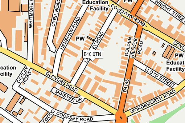 B10 0TN map - OS OpenMap – Local (Ordnance Survey)