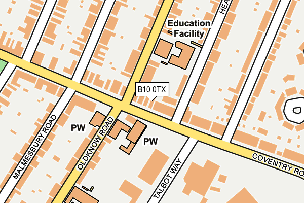 B10 0TX map - OS OpenMap – Local (Ordnance Survey)