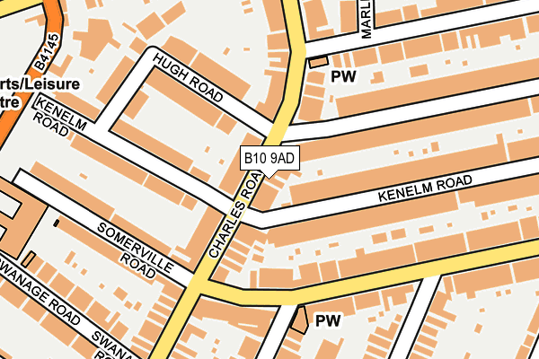 B10 9AD map - OS OpenMap – Local (Ordnance Survey)