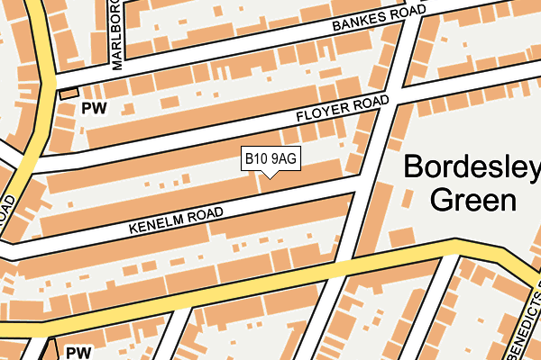 B10 9AG map - OS OpenMap – Local (Ordnance Survey)