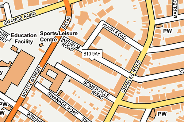 B10 9AH map - OS OpenMap – Local (Ordnance Survey)