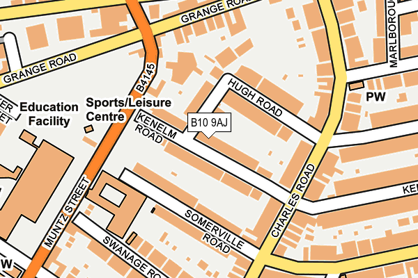 B10 9AJ map - OS OpenMap – Local (Ordnance Survey)