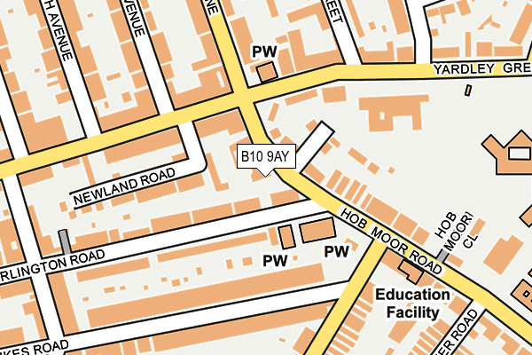 B10 9AY map - OS OpenMap – Local (Ordnance Survey)