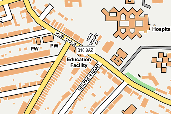 B10 9AZ map - OS OpenMap – Local (Ordnance Survey)