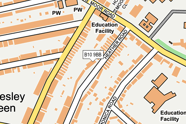 B10 9BB map - OS OpenMap – Local (Ordnance Survey)