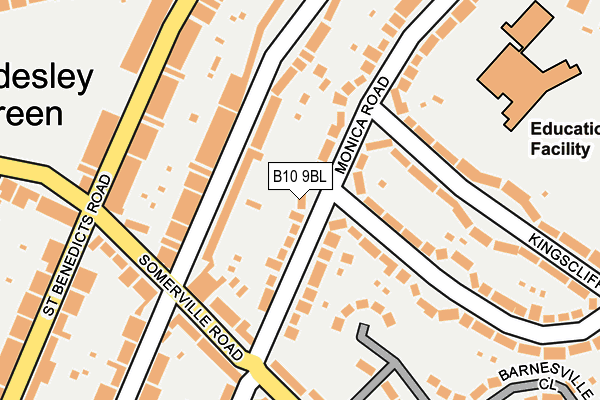 B10 9BL map - OS OpenMap – Local (Ordnance Survey)